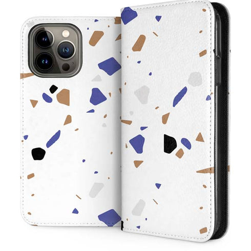 White Terrazzo iPhone 14 Pro Max Folio Case