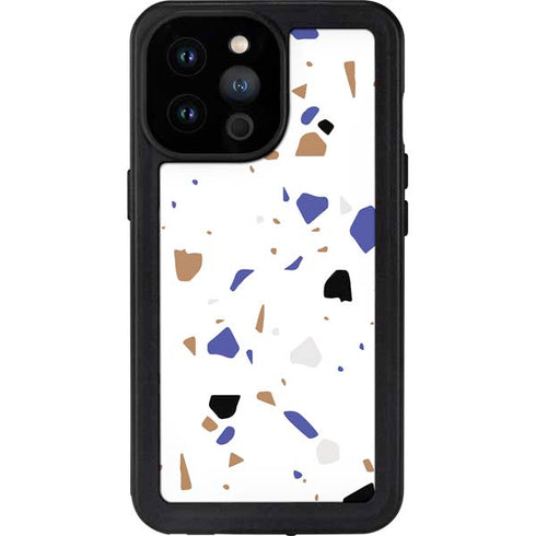 White Terrazzo iPhone 14 Pro Max Waterproof Case