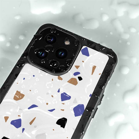 White Terrazzo iPhone 14 Pro Max Waterproof Case