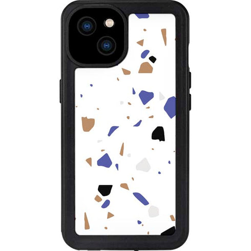 White Terrazzo iPhone 15 Plus Waterproof Case