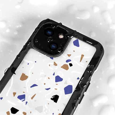 White Terrazzo iPhone 15 Plus Waterproof Case