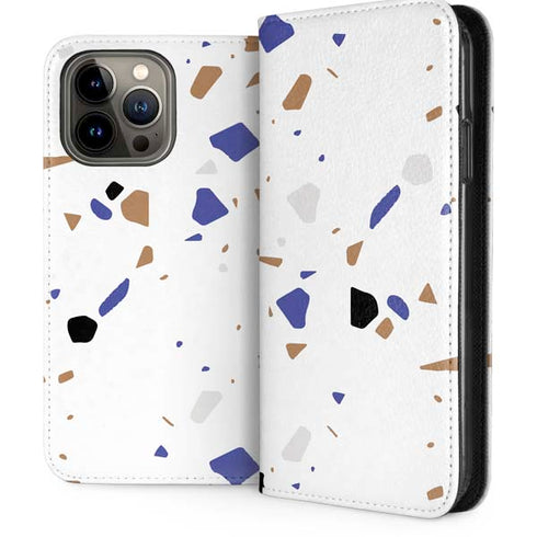 White Terrazzo iPhone 15 Pro Max Folio Case