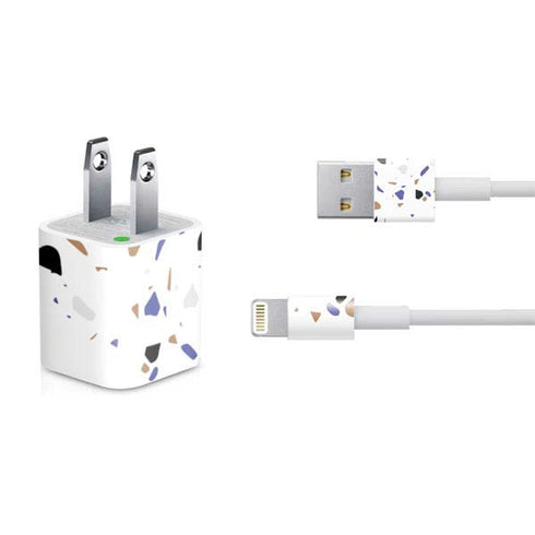 White Terrazzo iPhone Charger (5W USB) Skin
