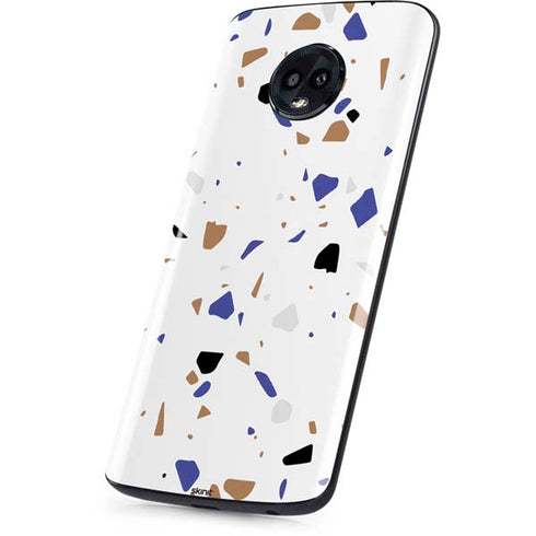 White Terrazzo Moto G6 Skin