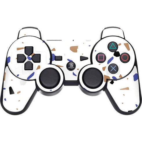 White Terrazzo PS3 Dual Shock wireless controller Skin