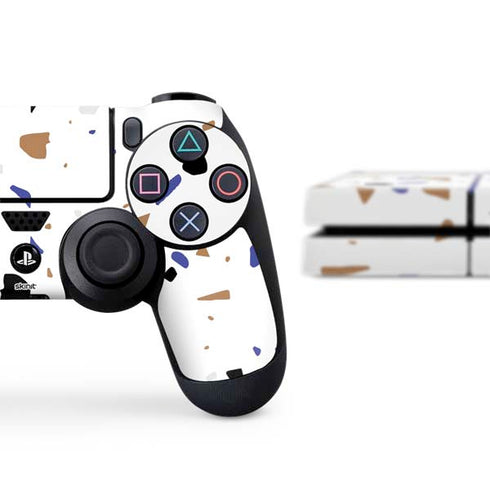 White Terrazzo PS4 Console and Controller Bundle Skin