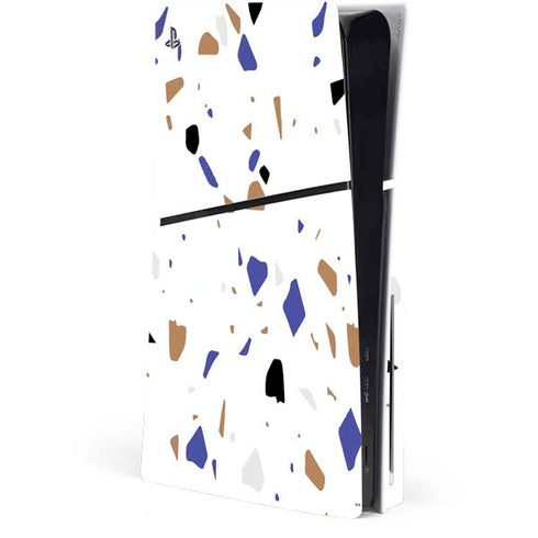 White Terrazzo PS5 Slim Disk Console Skin