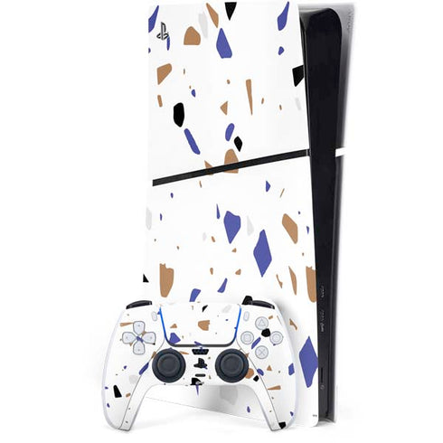 White Terrazzo PS5 Slim Digital Edition Bundle Skin