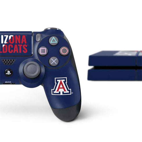 University of Arizona Wildcats Logo Split Blue PS4 Console and Controller Bundle Skin