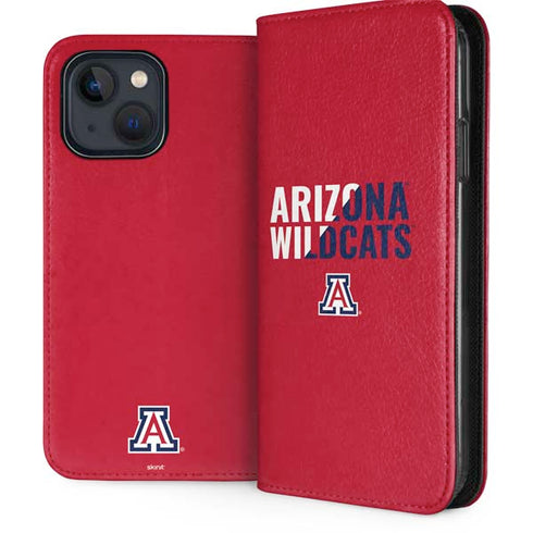 University of Arizona Wildcats Logo Split Red iPhone 15 Plus Folio Case