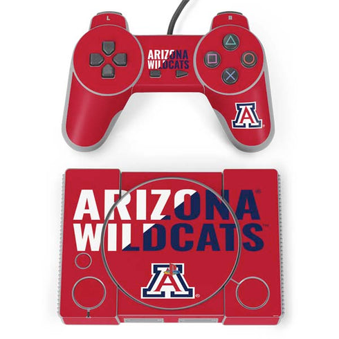 University of Arizona Wildcats Logo Split Red PlayStation Classic Bundle Skin