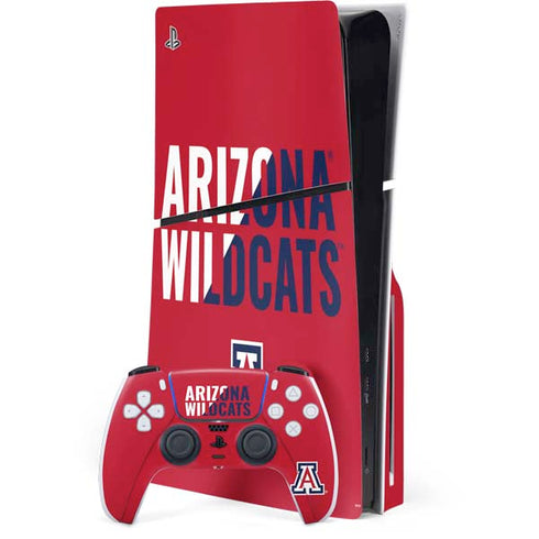 University of Arizona Wildcats Logo Split Red PS5 Slim Disk Bundle Skin