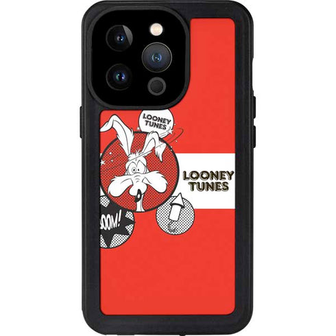 Looney Tunes Wile E Coyote Red Stripes iPhone 14 Pro Waterproof Case