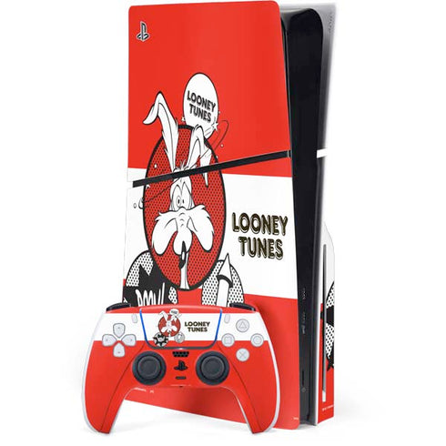 Looney Tunes Wile E Coyote Red Stripes PS5 Slim Disk Bundle Skin