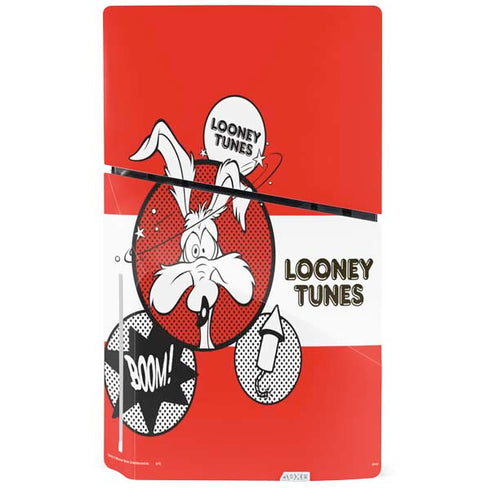 Looney Tunes Wile E Coyote Red Stripes PS5 Slim Disk Bundle Skin
