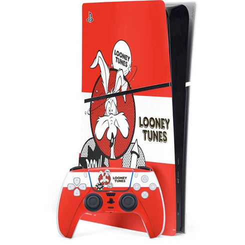 Looney Tunes Wile E Coyote Red Stripes PS5 Slim Digital Edition Console Skin