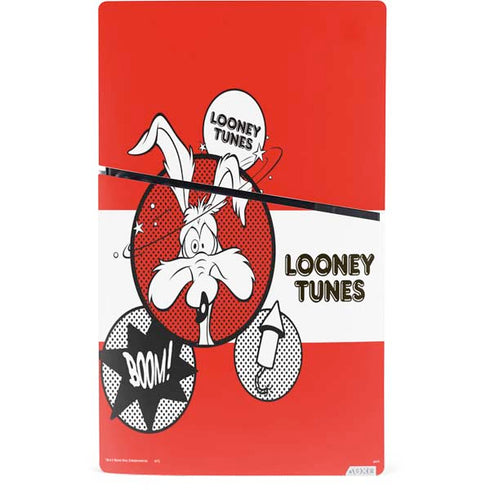 Looney Tunes Wile E Coyote Red Stripes PS5 Slim Digital Edition Console Skin