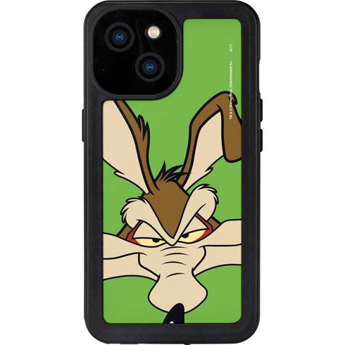 Looney Tunes Wile E Coyote Zoomed In iPhone 15 Waterproof Case