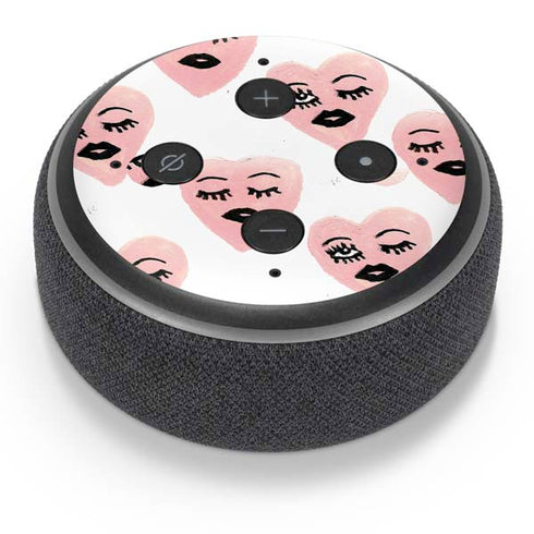 Bouffants and Broken Hearts Winking Hearts Amazon Echo Dot Skin