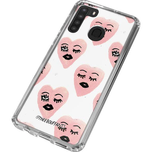 Bouffants and Broken Hearts Winking Hearts Galaxy A21 Clear Case