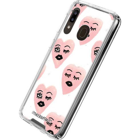 Bouffants and Broken Hearts Winking Hearts Galaxy A30 Clear Case