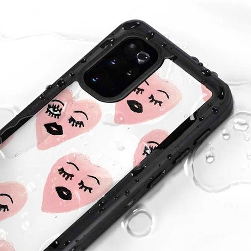 Bouffants and Broken Hearts Winking Hearts Galaxy S20 Plus Waterproof Case