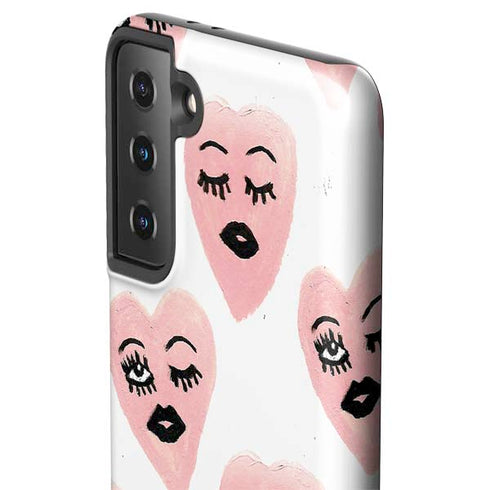 Bouffants and Broken Hearts Winking Hearts Galaxy S21 FE Pro Case