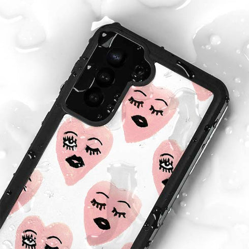 Bouffants and Broken Hearts Winking Hearts Galaxy S23 Plus Waterproof Case