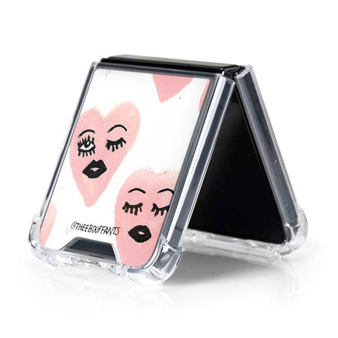 Bouffants and Broken Hearts Winking Hearts Galaxy Z Flip5 5G Clear Case