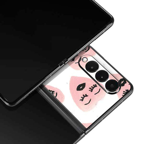 Bouffants and Broken Hearts Winking Hearts Galaxy Z Fold3 5G Skin