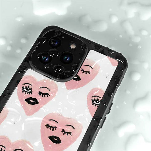 Bouffants and Broken Hearts Winking Hearts iPhone 14 Pro Max Waterproof Case