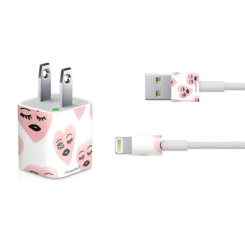 Bouffants and Broken Hearts Winking Hearts iPhone Charger (5W USB) Skin