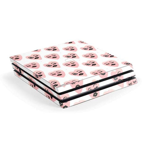 Bouffants and Broken Hearts Winking Hearts PS4 Pro Console Skin