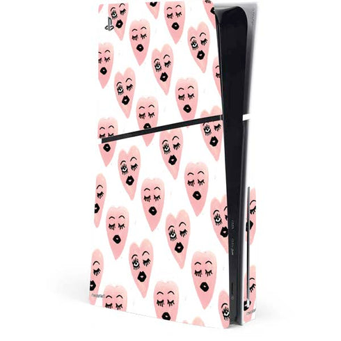 Bouffants and Broken Hearts Winking Hearts PS5 Slim Disk Console Skin