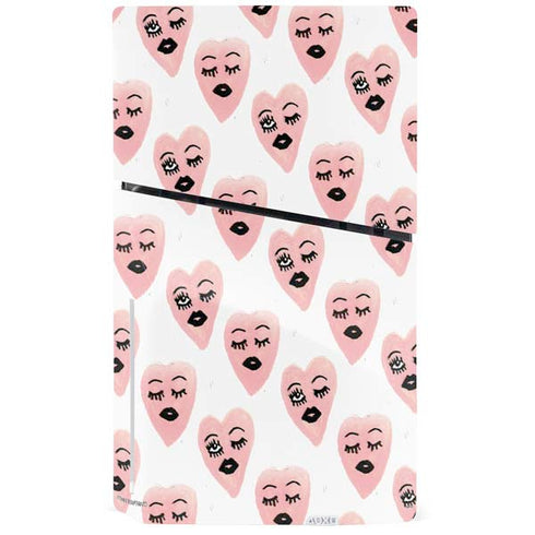 Bouffants and Broken Hearts Winking Hearts PS5 Slim Disk Console Skin
