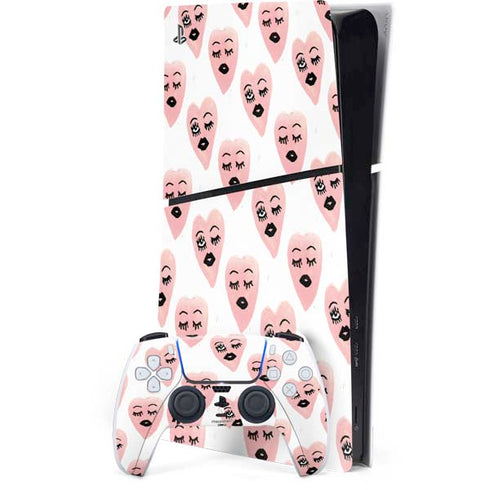 Bouffants and Broken Hearts Winking Hearts PS5 Slim Digital Edition Bundle Skin
