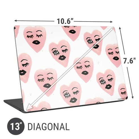 Bouffants and Broken Hearts Winking Hearts Universal Laptop 13in (10.6 x 7.6in) Skin