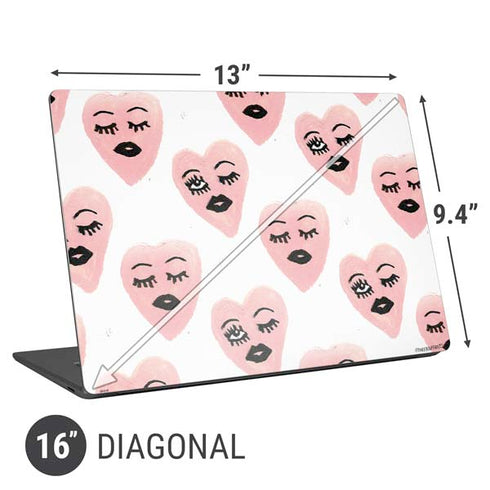 Bouffants and Broken Hearts Winking Hearts Universal Laptop 16in (13 x 9.4in) Skin