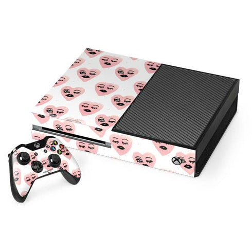 Bouffants and Broken Hearts Winking Hearts Xbox One Console and Controller Bundle Skin