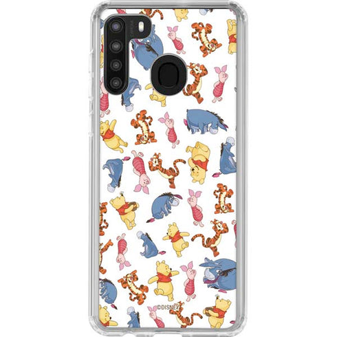 Disney Winnie the Pooh Character Pattern Galaxy A21 Clear Case