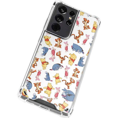 Disney Winnie the Pooh Character Pattern Galaxy S21 Ultra 5G Clear Case