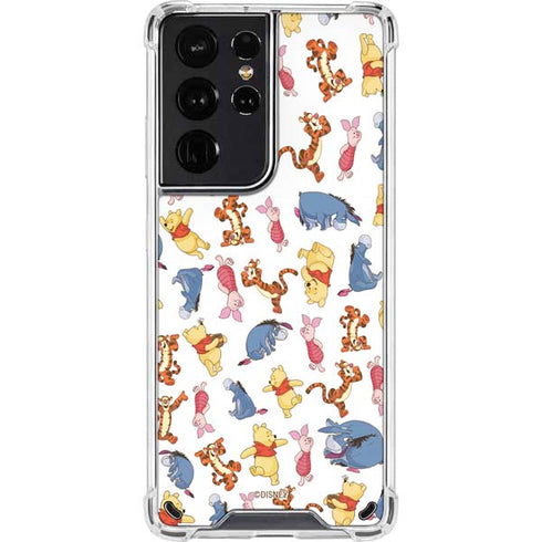 Disney Winnie the Pooh Character Pattern Galaxy S21 Ultra 5G Clear Case