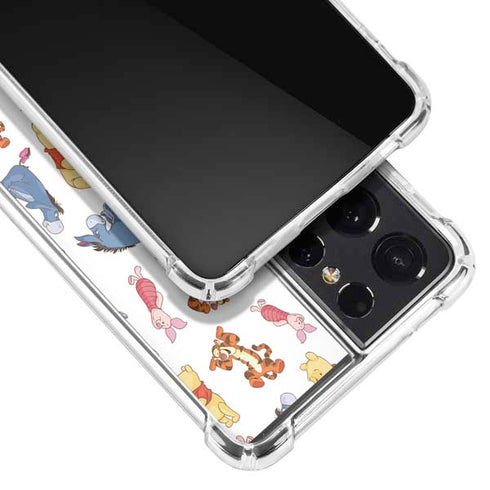 Disney Winnie the Pooh Character Pattern Galaxy S21 Ultra 5G Clear Case