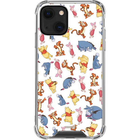Disney Winnie the Pooh Character Pattern iPhone 13 Mini Clear Case