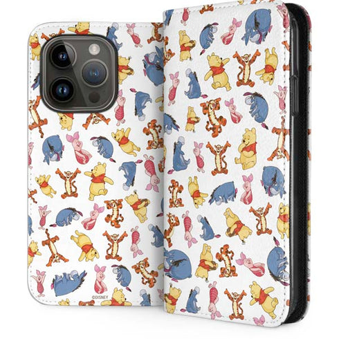 Disney Winnie the Pooh Character Pattern iPhone 14 Pro Folio Case