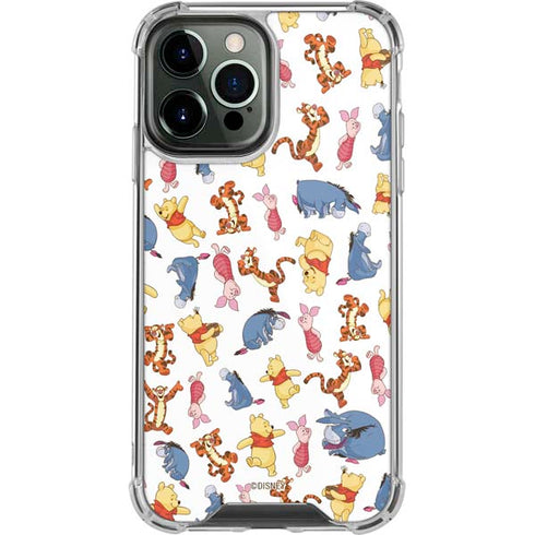 Disney Winnie the Pooh Character Pattern iPhone 14 Pro Max Clear Case