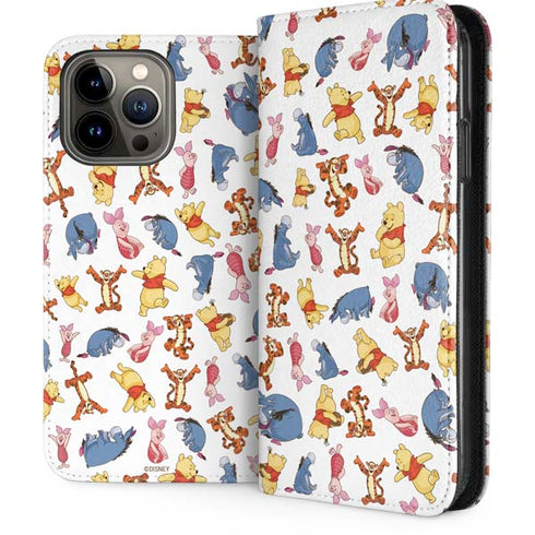 Disney Winnie the Pooh Character Pattern iPhone 14 Pro Max Folio Case