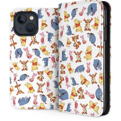 Disney Winnie the Pooh Character Pattern iPhone 15 Plus Folio Case
