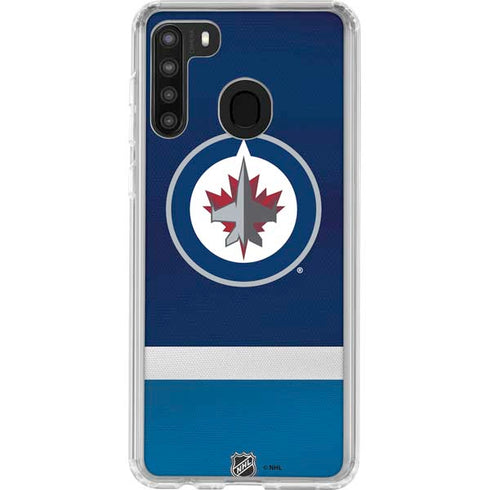 NHL Winnipeg Jets Alternate Jersey Galaxy A21 Clear Case