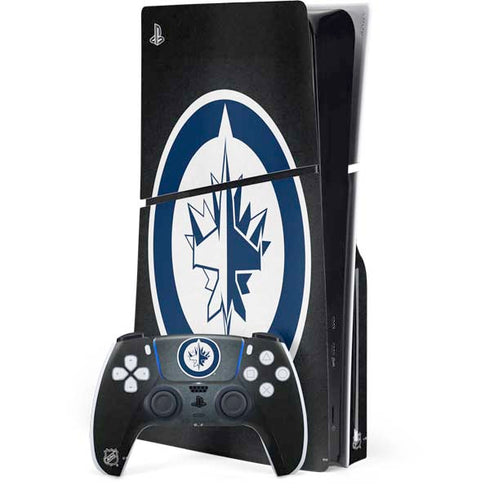 NHL Winnipeg Jets Black Background PS5 Slim Disk Bundle Skin